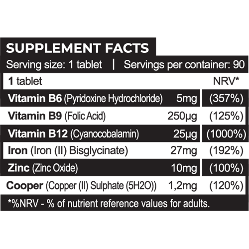 Iron 27 mg Complex + Zink 25mg + B6,B9,B12 (90 таб) ВИТ-183929 фото