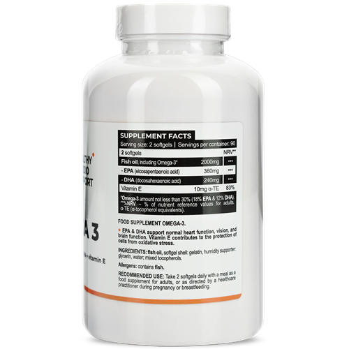Omega 3 Healthy, Fish Oil 1000mg, EPA 180mg / DHA 120mg + Vit.E (180 капс) ВИТ-183913 фото
